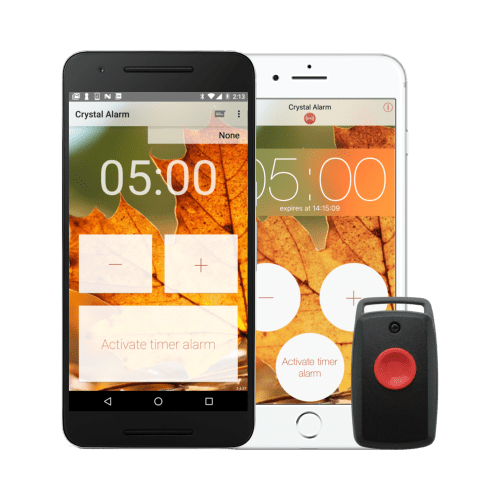 Crystal Alarm på Android och iPhone samt Crystal Button CB10